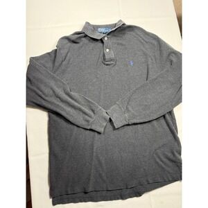 Polo Ralph Lauren Long‎ Sleeve Polo Shirt Gray Cotton Casual XL